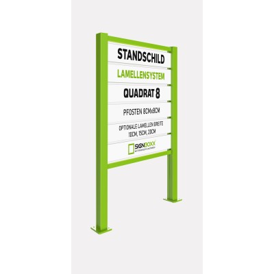Standschild Quadrat 8 mit Lamellensystem