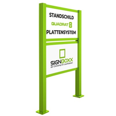 Standschild Quadrat 8 mit Plattensystem