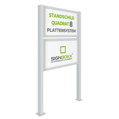 Standschild Quadrat 8 mit Plattensystem