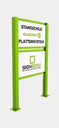 Standschild Quadrat 8 mit Plattensystem