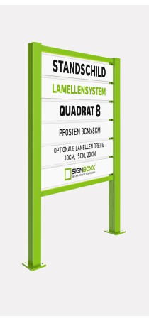 Standschild Quadrat 8 mit Lamellensystem