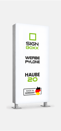 Werbepylon Haube 20 cm – LED Pylon mit Acrylglas-Haube, Signboxx