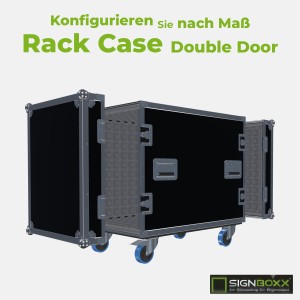 Rack Case Double Door in Schwarz, beide Deckel geöffnet, 30 mm Schaumstoff
