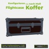 Koffer Frontansicht: zwei Kofferschlösser Adam Hall 1607 und Aufbau-Klappgriff mittig, Alu-Schließprofil