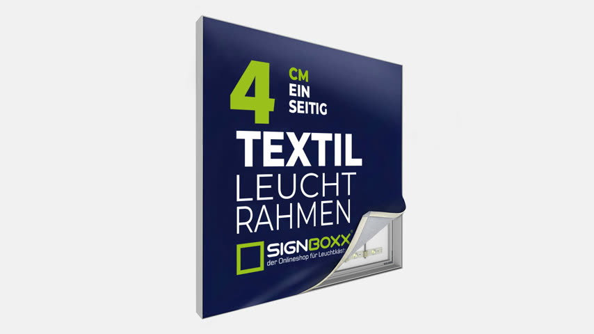 Ultra flacher LED Leuchtrahmen mit 4 cm Bautiefe, Textil-Leuchtkasten mit LED-Modulen