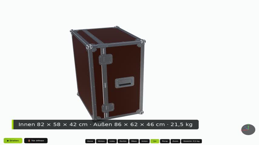 Single Door Case von Signboxx mit T&uuml;r &uuml;ber die volle Front, Kugelecken, Butterfly-Verschl&uuml;ssen und Alu-Rahmenprofil, Birken-Multiplex mit Phenol-Film braun