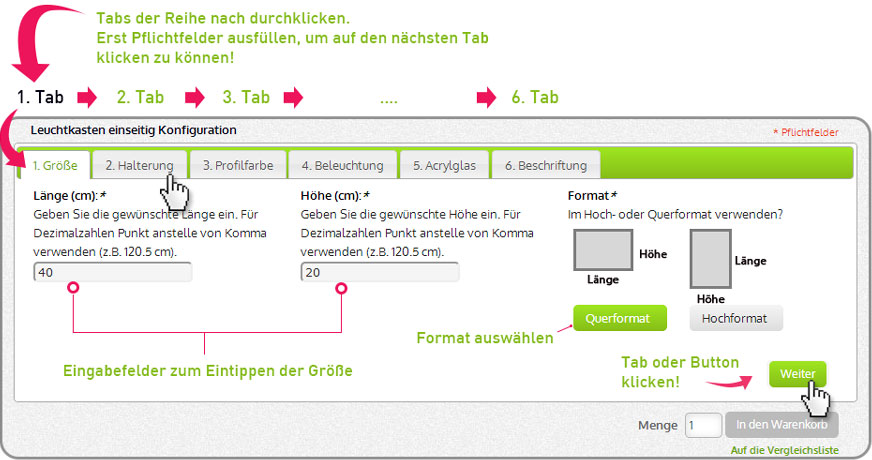 Konfigurator Anleitung Schritt 1