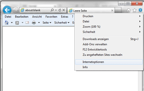 Internet
Explorer Extras, Einstellungen