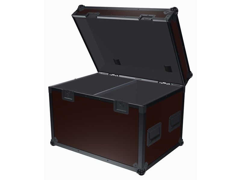 Flightcase mit komplett schwarzen Beschlägen und Alu-Profilen