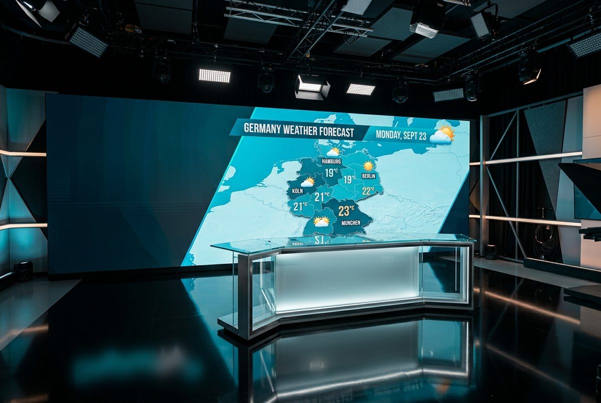 LED-Videowand als Hintergrund in einem TV-Studio
