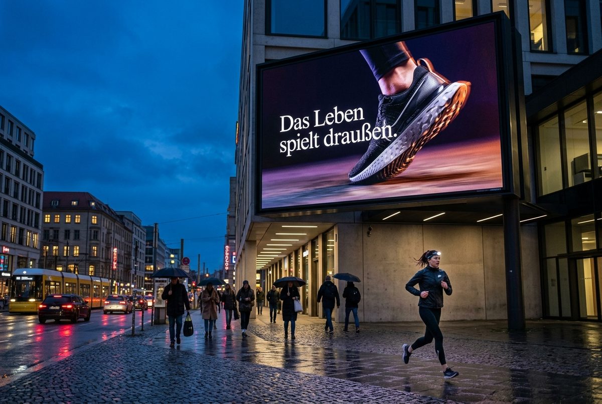 Outdoor LED-Videowand an einer Gebäudefassade in der Stadt